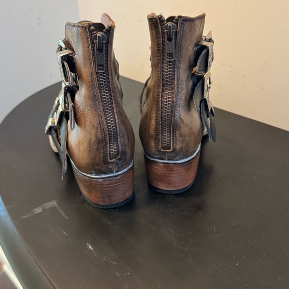 Freebird Distressed Brown Ankle Booties with Buckles - Picture 8 of 10